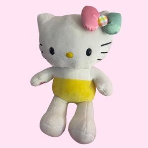 Hello Kitty Plush with Pink, Yellow, and Teal Bow